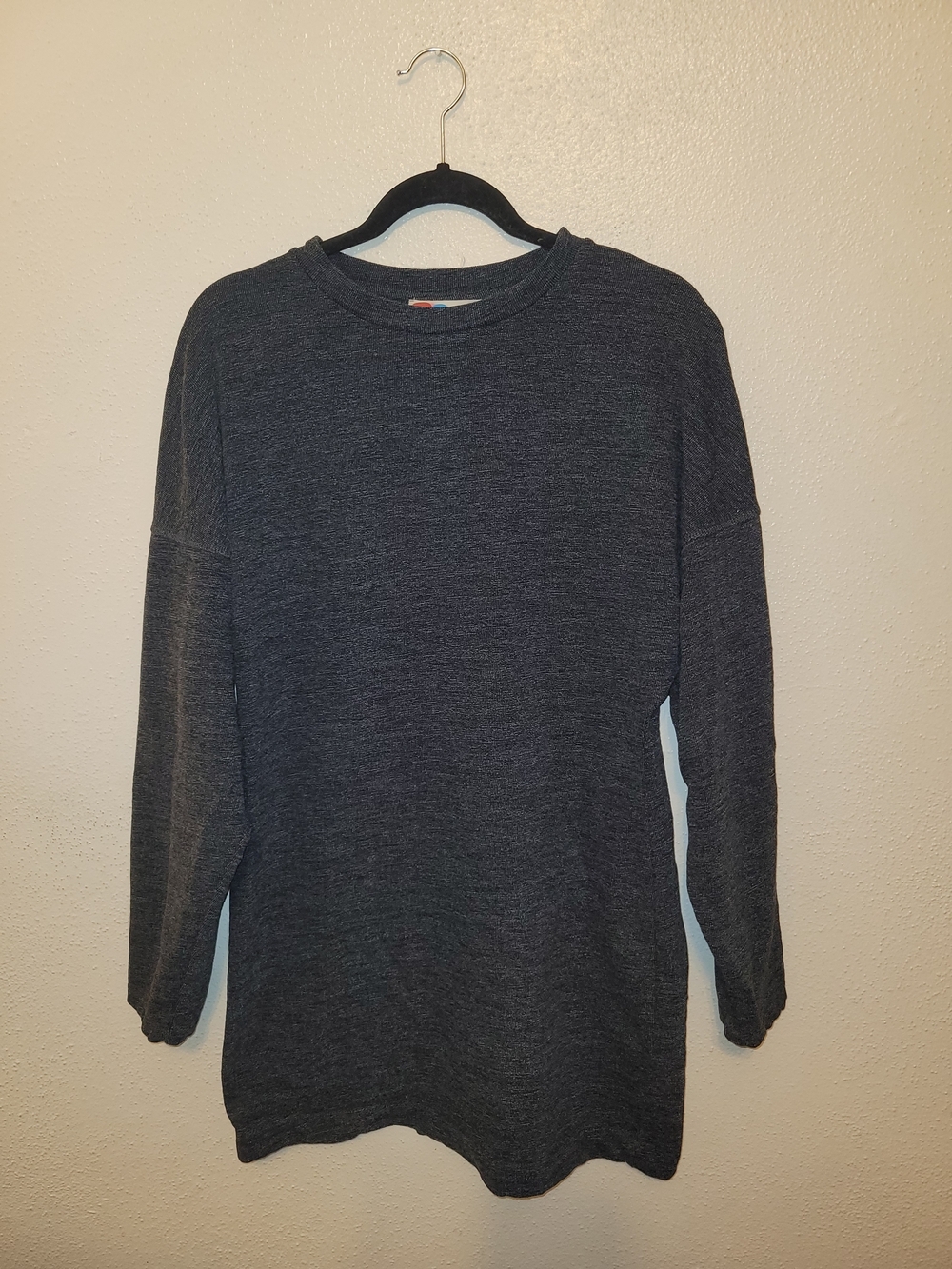 FP Beach Free People Charcoal Gray Oversized Long Sleeve Lounge Tunic Top L